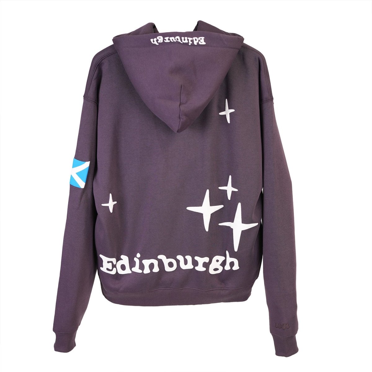 Adults Edinburgh 3D Puff Print Hoodie – Purple Scotland Hooded Sweatshirt - Heritage Of Scotland - XS