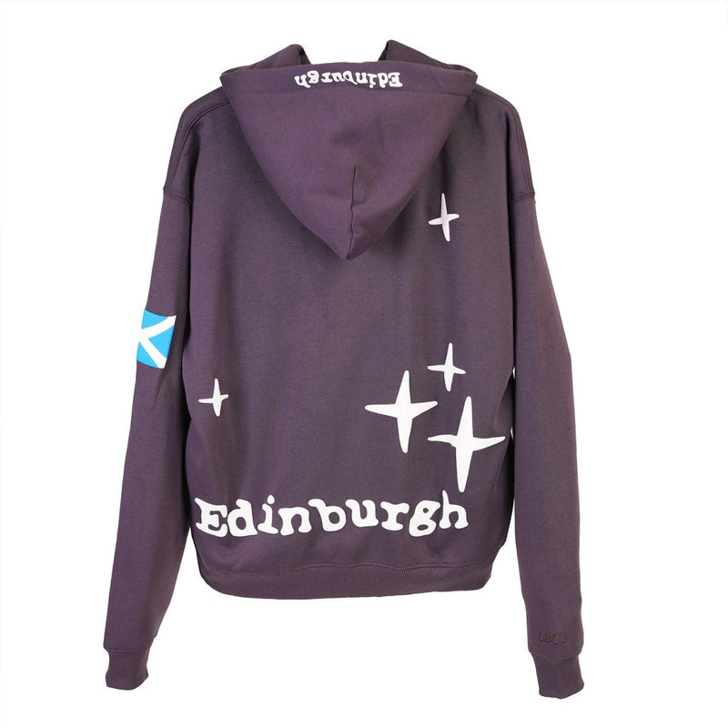 Adults Edinburgh 3D Puff Print Hoodie – Purple Scotland Hooded Sweatshirt - Heritage Of Scotland - XS
