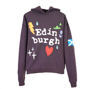 Adults Edinburgh 3D Puff Print Hoodie – Purple Scotland Hooded Sweatshirt - Heritage Of Scotland - XS