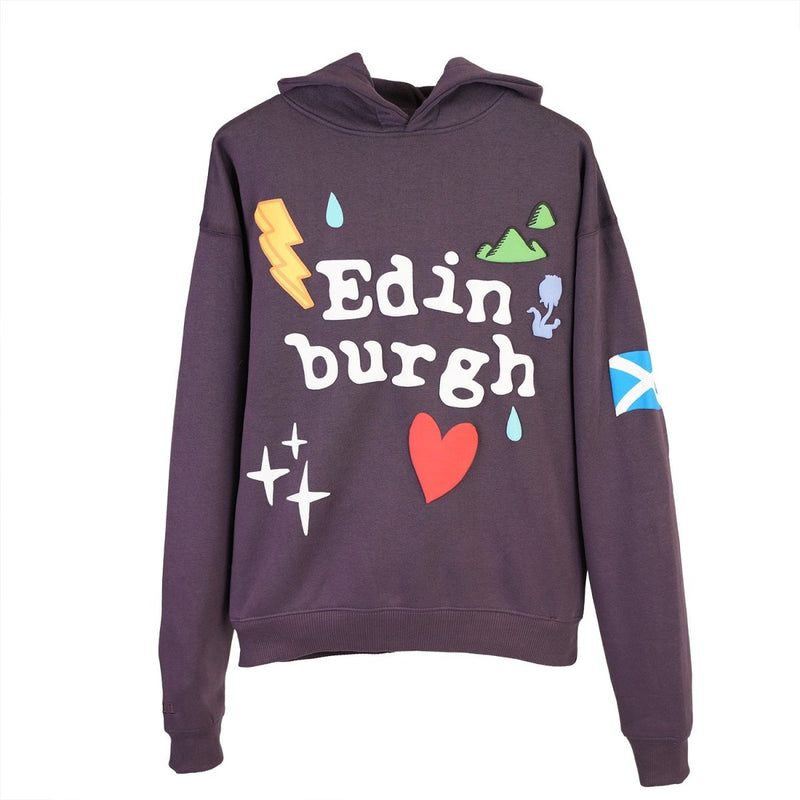 Adults Edinburgh 3D Puff Print Hoodie – Purple Scotland Hooded Sweatshirt - Heritage Of Scotland - XS