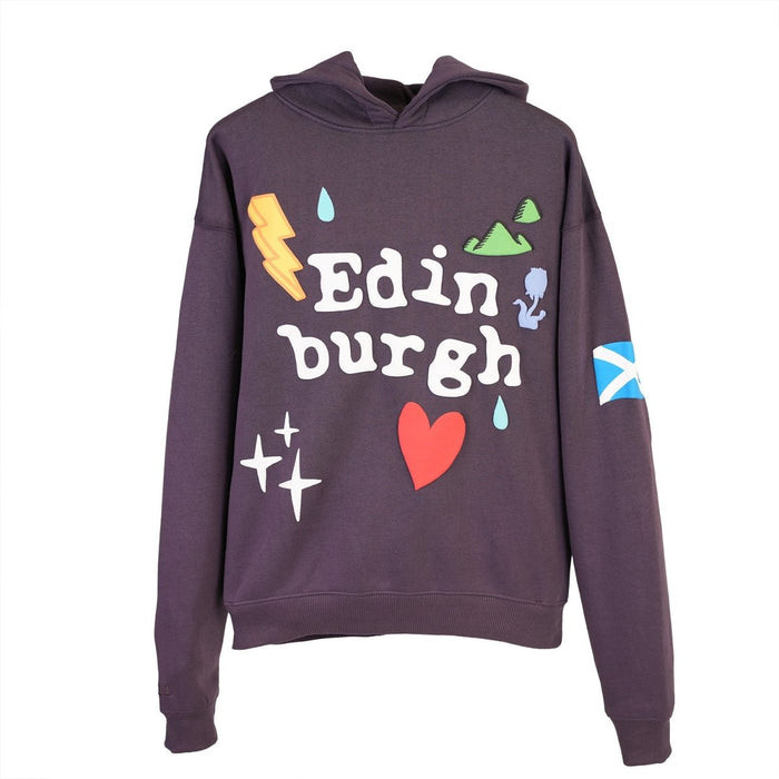 Adults Edinburgh 3D Puff Print Hoodie – Purple Scotland Hooded Sweatshirt - Heritage Of Scotland - XS