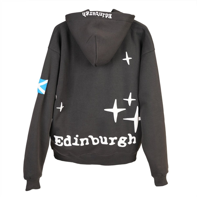 Adults Edinburgh 3D Puff Printed Hooded Top Charcoal - Heritage Of Scotland - CHARCOAL