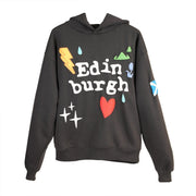 Adults Edinburgh 3D Puff Printed Hooded Top Charcoal - Heritage Of Scotland - CHARCOAL