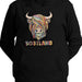 Adults Pastel Highland Cow Hooded Top Black - Heritage Of Scotland - BLACK