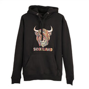 Adults Pastel Highland Cow Hooded Top Black - Heritage Of Scotland - BLACK