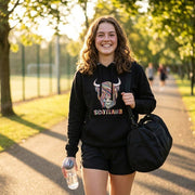 Adults Pastel Highland Cow Hooded Top Black - Heritage Of Scotland - BLACK