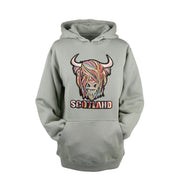 Adults Pastel Highland Cow Hooded Top - Dusty Green - Heritage Of Scotland - XS