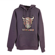 Adults Pastel Highland Cow Hooded Top – Purple - Heritage Of Scotland - XS
