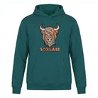 Adults Pastel Highland Cow Hooded Top Teal - Heritage Of Scotland - TEAL