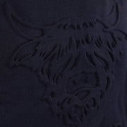 Adults Scotland Highland Cow Embossed Hoodie - Heritage Of Scotland - NAVY / S