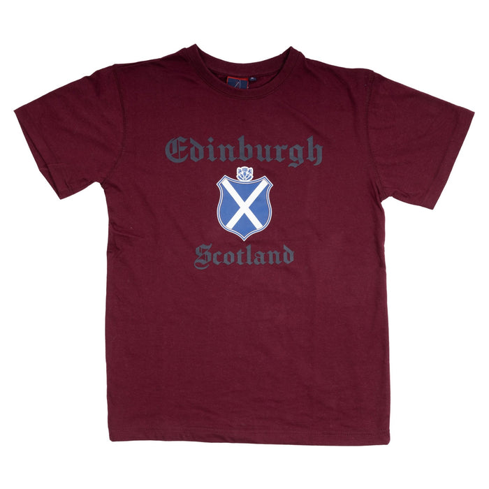 Adults Tshirt Edin Shield/ Scotland Maroon - Heritage Of Scotland - MAROON