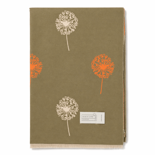 Allium Super Soft Printed Stole – Olive Green & Orange Floral Scarf - Heritage Of Scotland - OLIVE