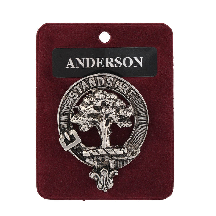 Anderson Clan Badge, Kilt Pin, Lapel Pin, Cufflinks, Keyring/Key Fob & Gift Set — Fine Pewter by Art Pewter — Made in Scotland (Shiny Finish) - Heritage Of Scotland - Badge