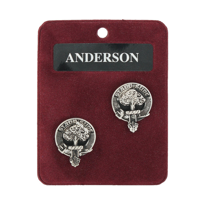 Anderson Clan Badge, Kilt Pin, Lapel Pin, Cufflinks, Keyring/Key Fob & Gift Set — Fine Pewter by Art Pewter — Made in Scotland (Shiny Finish) - Heritage Of Scotland - Cufflinks