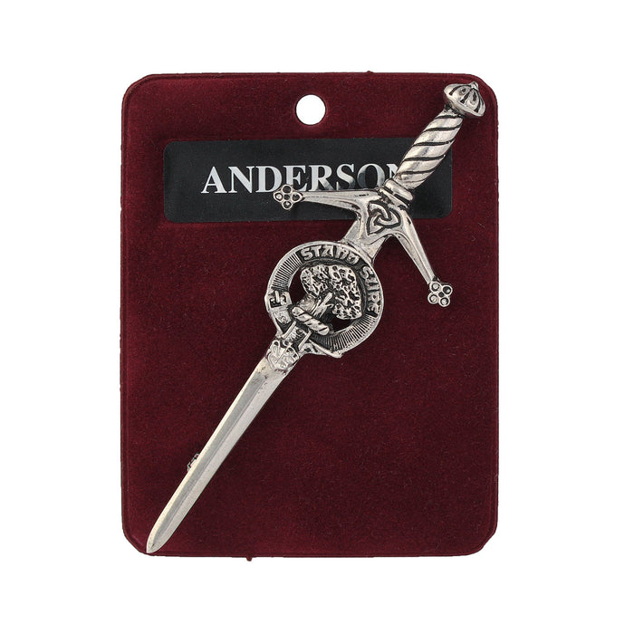 Anderson Clan Badge, Kilt Pin, Lapel Pin, Cufflinks, Keyring/Key Fob & Gift Set — Fine Pewter by Art Pewter — Made in Scotland (Shiny Finish) - Heritage Of Scotland - Kilt Pin