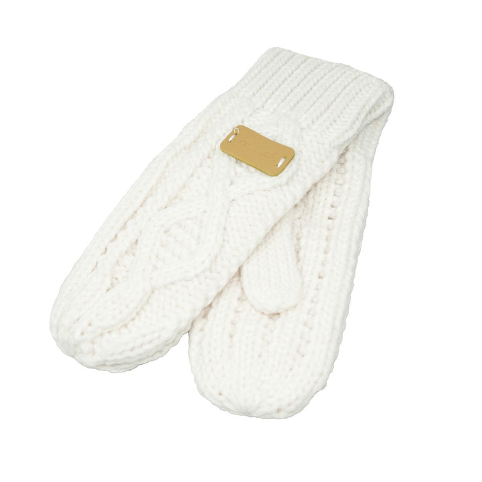 Aran Ladies Knitted 2 - Finger Mittens - Heritage Of Scotland - Cream