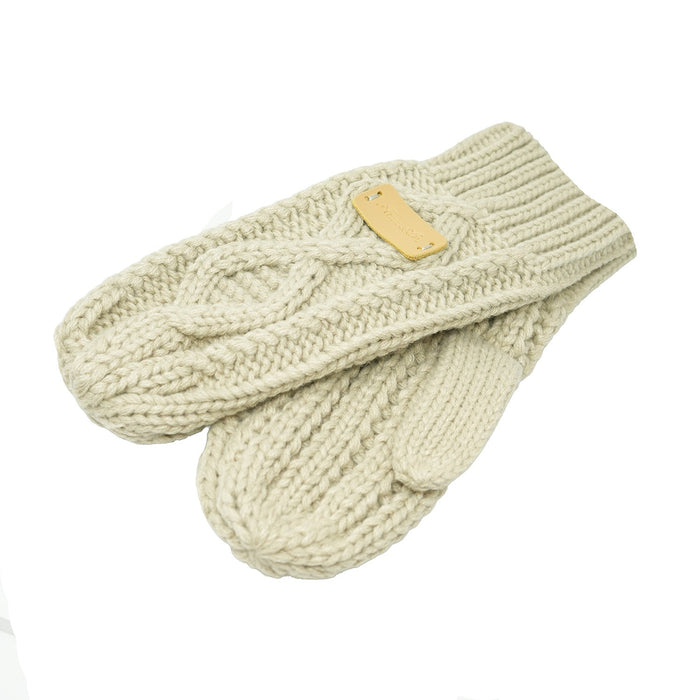 Aran Ladies Knitted 2 - Finger Mittens - Heritage Of Scotland - Khaki