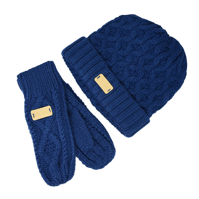 Aran Ladies Knitted 2 - Finger Mittens - Heritage Of Scotland - Navy