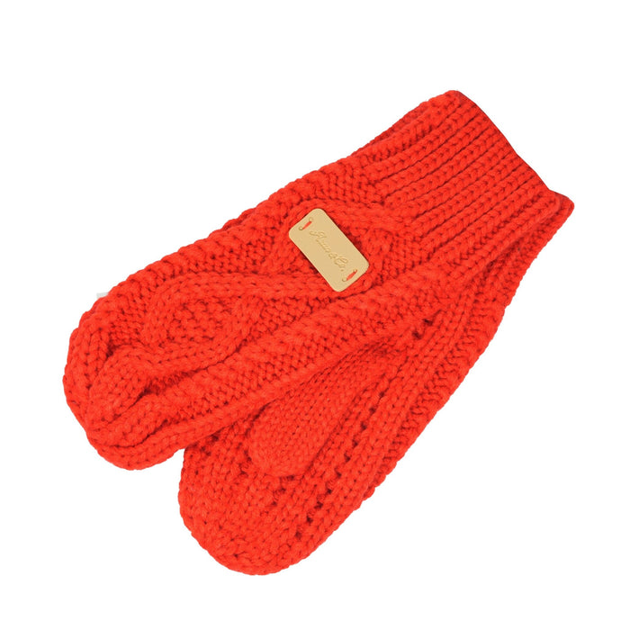 Aran Ladies Knitted 2 - Finger Mittens - Heritage Of Scotland - Red