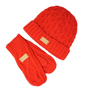 Aran Ladies Knitted 2 - Finger Mittens - Heritage Of Scotland - Red