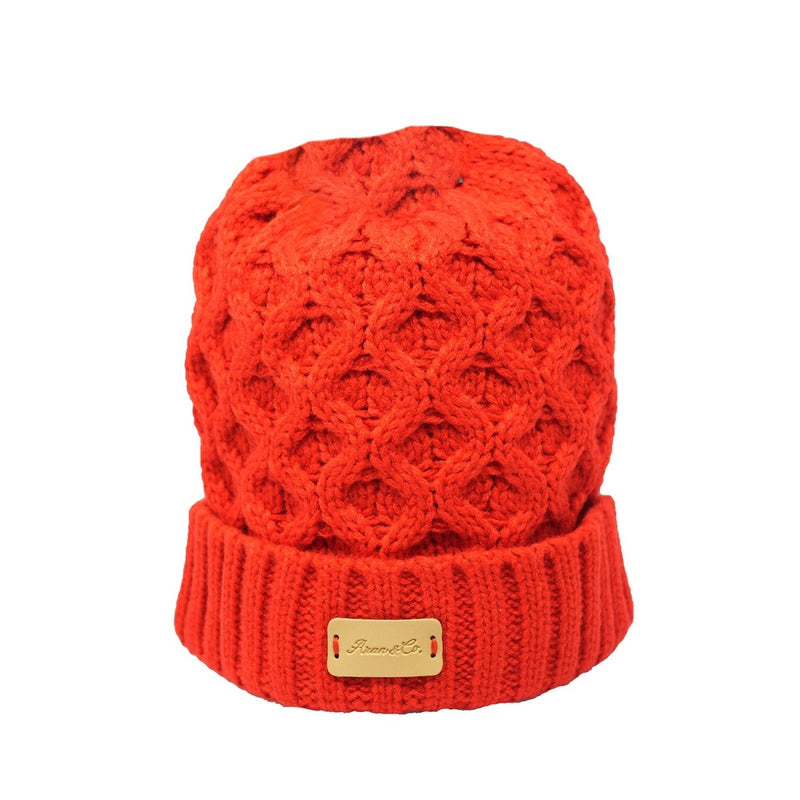 Aran Ladies Knitted Hat - Red - Heritage Of Scotland - 