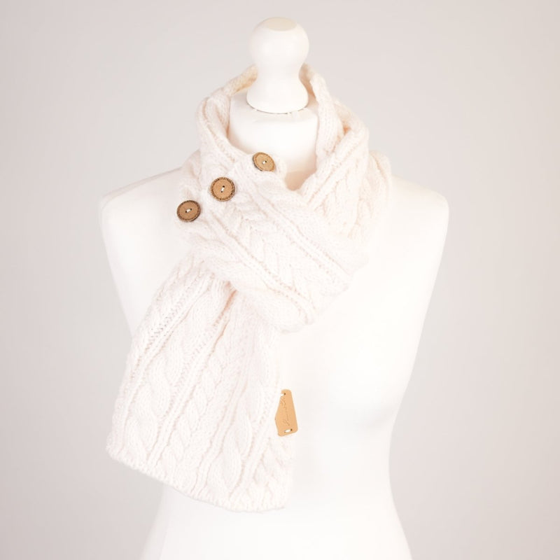 Aran Ladies Scarf - Cream - Heritage Of Scotland -