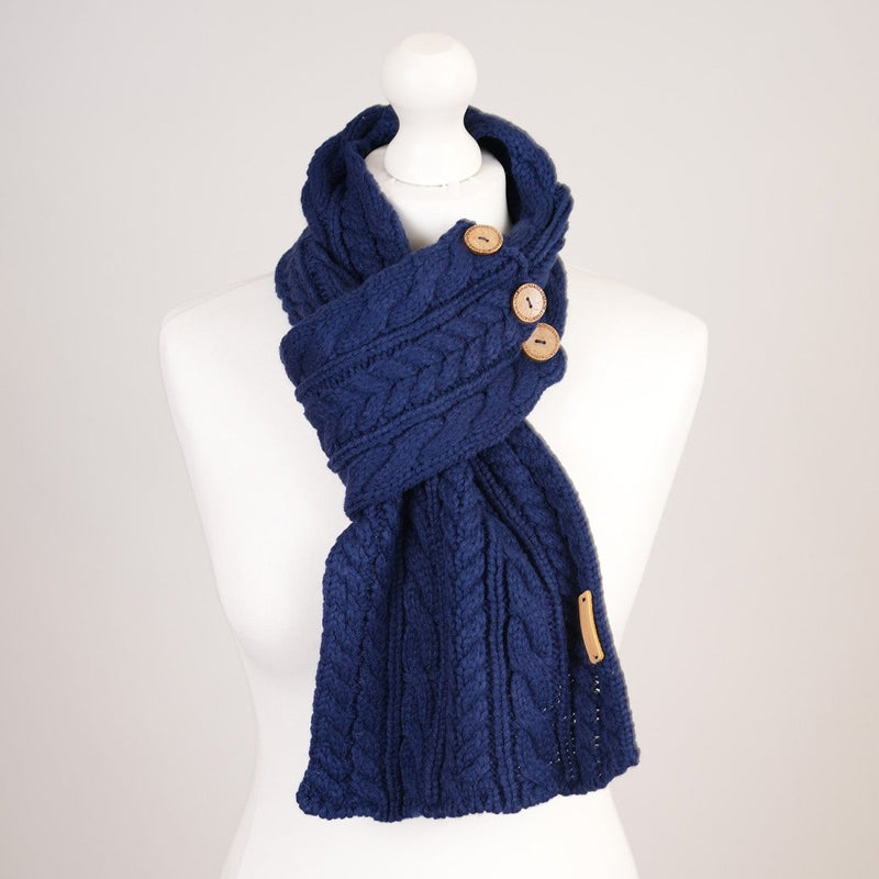 Aran Ladies Scarf - Navy - Heritage Of Scotland -
