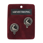 Armstrong Clan Badge, Kilt Pin, Lapel Pin, Cufflinks, Keyring/Key Fob & Gift Set — Fine Pewter by Art Pewter — Made in Scotland (Shiny Finish) - Heritage Of Scotland - Cufflinks