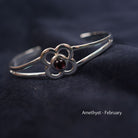 Art Pewter Birthstone Bangle - Silver Plated Pewter - Made in Scotland - February (Amethyst) - Heritage Of Scotland -