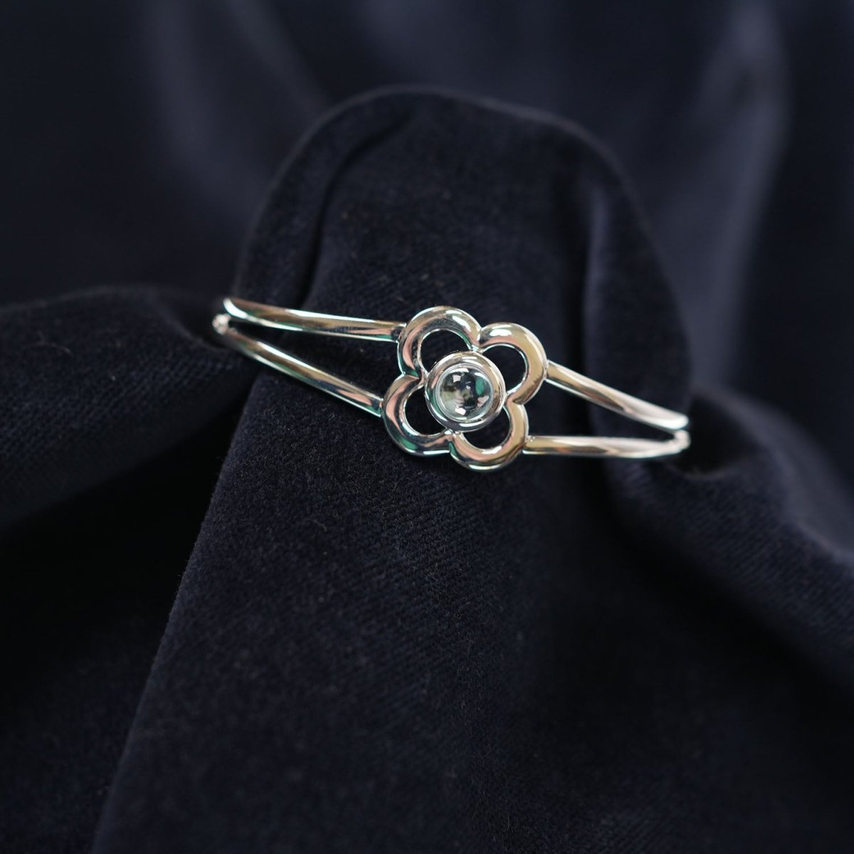Art Pewter Birthstone Bangle - Silver Plated Pewter - Made in Scotland - March (Aquamarine) - Heritage Of Scotland -