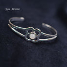 Art Pewter Birthstone Bangle - Silver Plated Pewter - Made in Scotland - October (Opal) - Heritage Of Scotland -