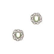 Art Pewter Celtic Birthstone Earrings - Silver Plated Pewter - Made in Scotland - Heritage Of Scotland - August (Peridot)