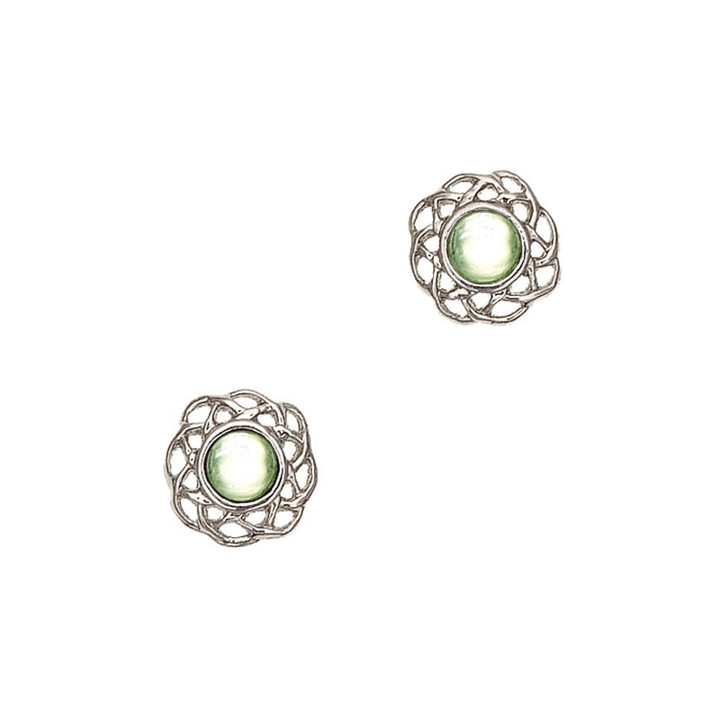 Art Pewter Celtic Birthstone Earrings - Silver Plated Pewter - Made in Scotland - Heritage Of Scotland - August (Peridot)
