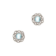 Art Pewter Celtic Birthstone Earrings - Silver Plated Pewter - Made in Scotland - Heritage Of Scotland - March (Aquamarine)