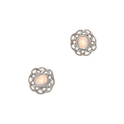 Art Pewter Celtic Birthstone Earrings - Silver Plated Pewter - Made in Scotland - Heritage Of Scotland - October (Opal)