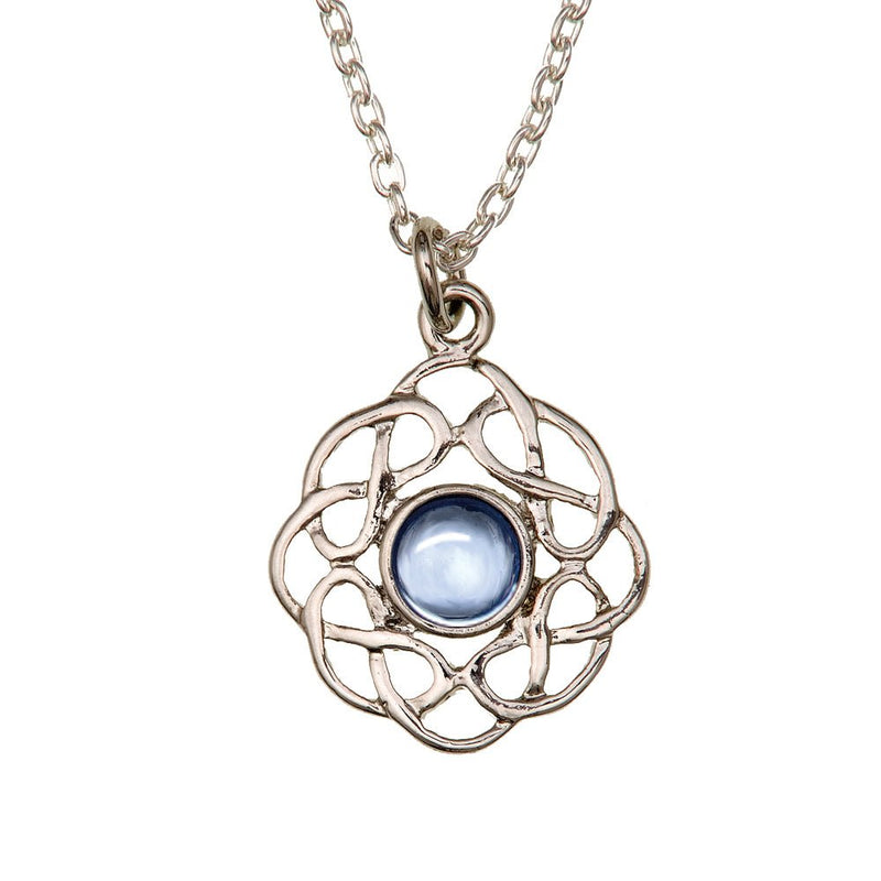 Art Pewter Celtic Birthstone Pendant – Silver - Plated Pewter, Made in Scotland - Heritage Of Scotland - December (Turquoise)