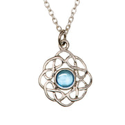 Art Pewter Celtic Birthstone Pendant – Silver - Plated Pewter, Made in Scotland - Heritage Of Scotland - March (Aquamarine)