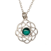 Art Pewter Celtic Birthstone Pendant – Silver - Plated Pewter, Made in Scotland - Heritage Of Scotland - May (Emerald)