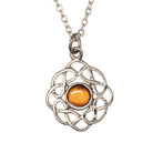 Art Pewter Celtic Birthstone Pendant – Silver - Plated Pewter, Made in Scotland - Heritage Of Scotland - November (Topaz)