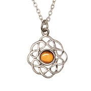 Art Pewter Celtic Birthstone Pendant – Silver - Plated Pewter, Made in Scotland - Heritage Of Scotland - November (Topaz)