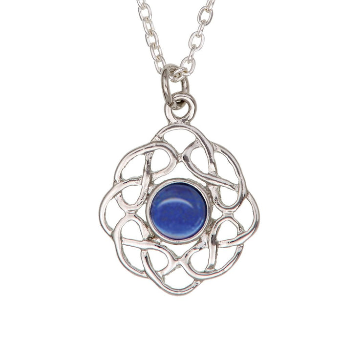 Art Pewter Celtic Birthstone Pendant – Silver - Plated Pewter, Made in Scotland - Heritage Of Scotland - September (Sapphire)