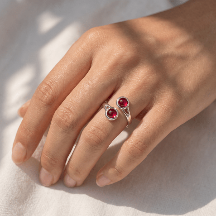 Art Pewter Celtic Birthstone Ring - Silver Plated Pewter - Made in Scotland - July (Ruby) - Heritage Of Scotland -