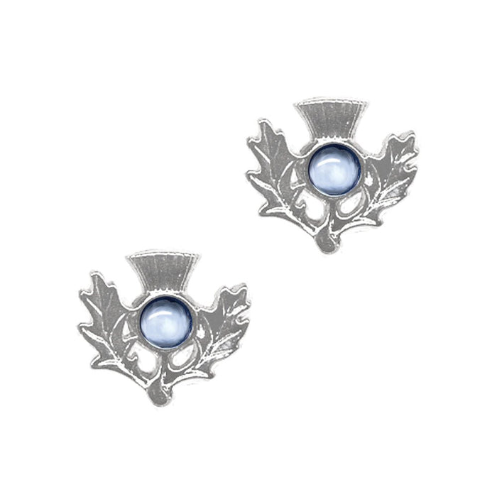 Art Pewter Scottish Thistle Birthstone Earrings - Silver - Plated Pewter - Made in Scotland - Heritage Of Scotland - December (Turquoise)