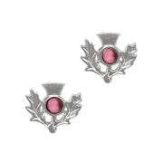 Art Pewter Scottish Thistle Birthstone Earrings - Silver - Plated Pewter - Made in Scotland - Heritage Of Scotland - February (Amethyst)