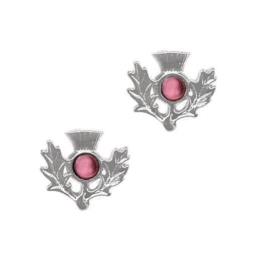Art Pewter Scottish Thistle Birthstone Earrings - Silver - Plated Pewter - Made in Scotland - Heritage Of Scotland - February (Amethyst)