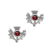 Art Pewter Scottish Thistle Birthstone Earrings - Silver - Plated Pewter - Made in Scotland - Heritage Of Scotland - January (Garnet)