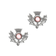 Art Pewter Scottish Thistle Birthstone Earrings - Silver - Plated Pewter - Made in Scotland - Heritage Of Scotland - June (Light Amethyst)