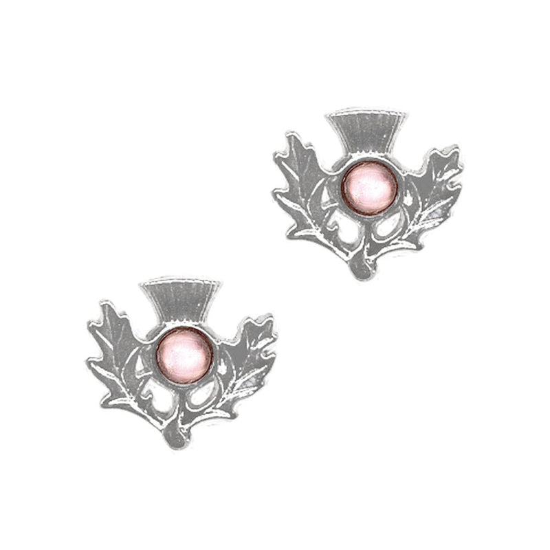 Art Pewter Scottish Thistle Birthstone Earrings - Silver - Plated Pewter - Made in Scotland - Heritage Of Scotland - June (Light Amethyst)