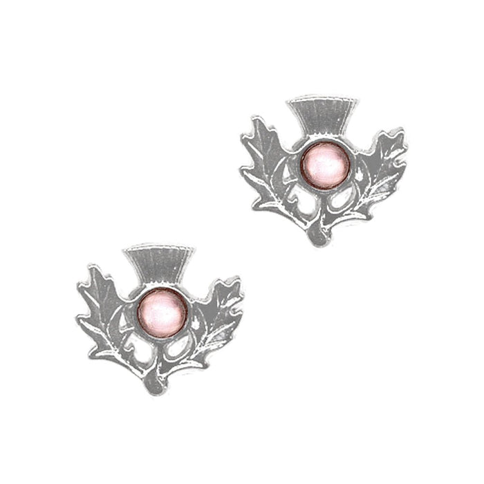 Art Pewter Scottish Thistle Birthstone Earrings - Silver - Plated Pewter - Made in Scotland - Heritage Of Scotland - June (Light Amethyst)