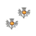 Art Pewter Scottish Thistle Birthstone Earrings - Silver - Plated Pewter - Made in Scotland - Heritage Of Scotland - November (Topaz)